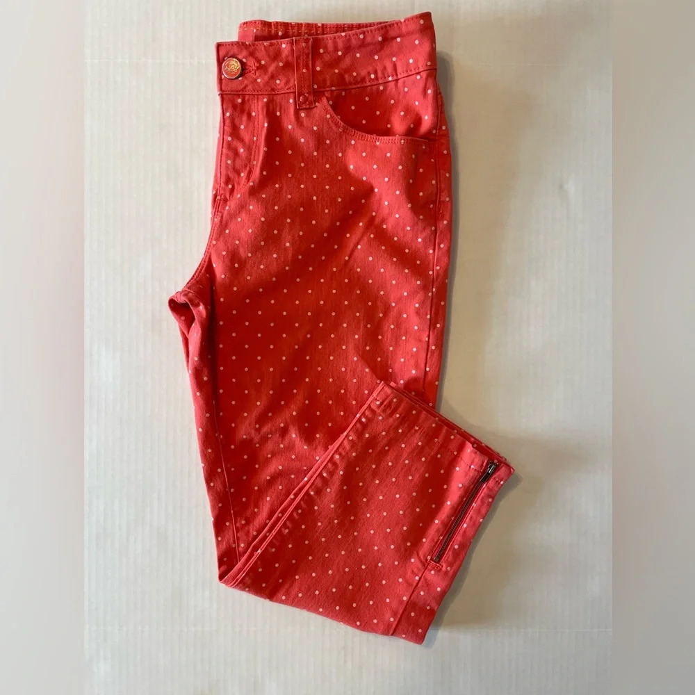Lee Shapetastic peach polka dot denim jeans pants size petite 12